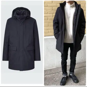 UNIQLO 유니클로 하이브리드 다운 코트 S 블랙 흑 발수