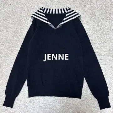 JENNE 세일러 카라 니트 보더 네이비 니트