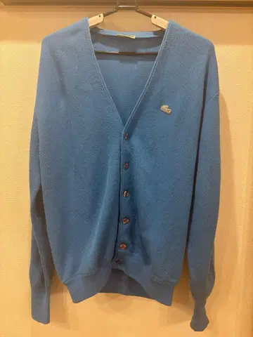 LACOSTE 블루 V넥 가디건 사이즈 6