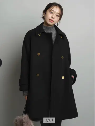 새상품 저스길리티 스탠다드 P코트 블랙