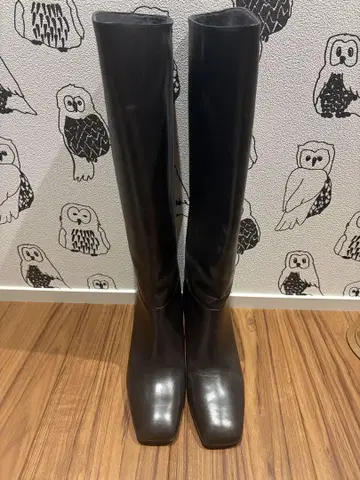 새상품 루 탈론 가죽 스퀘어토 롱 부츠