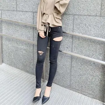 GYDA 데미지 가공 스키니 데님