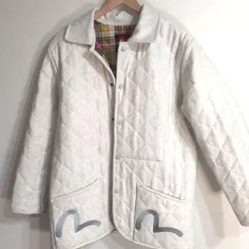새상품급 EVISU 에비수 퀼팅 코트 아이보리