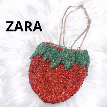 ZARA 스팽글 스트로베리 쉐이프 백 비즈 이치고 딸기