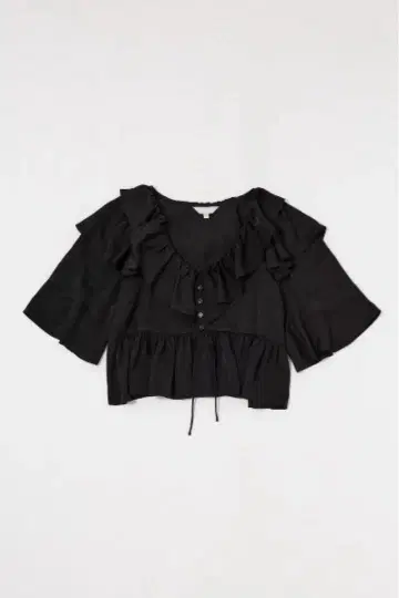 MOUSSY 플라워 패턴 프릴스 상의