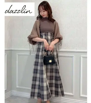 새상품급 Dazzlin WEB 한정판 체크 슬리브리스 코르셋 원피스 M