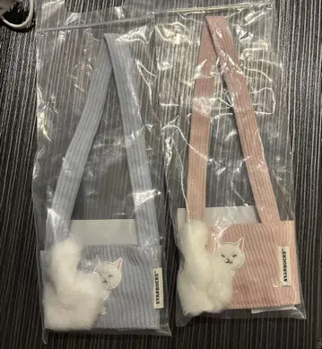 스타벅스 대만 한정판 드링크 홀더 세트 핑크 블루 고양이 2개