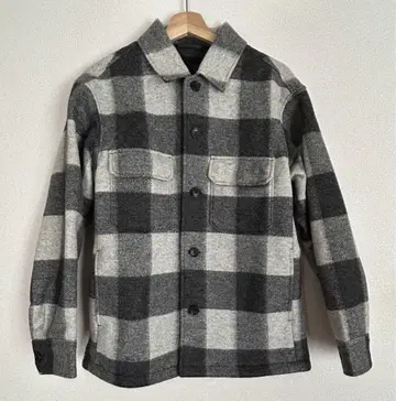 오버 셔츠 자켓 유니클로 UNIQLO 체크 그레이 S 남녀 공용