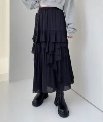언밸런스 헤임 프릴 스커트