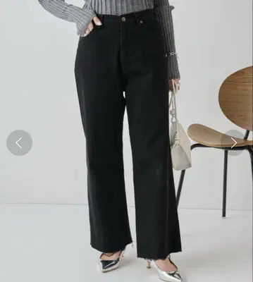 Q.anos 큐어노스 릴랙스 와이드 데님 팬츠 블랙 데님 팬츠