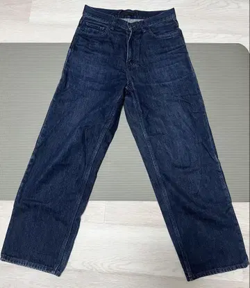 다크 블루 와이드 레그 데님 팬츠 진스