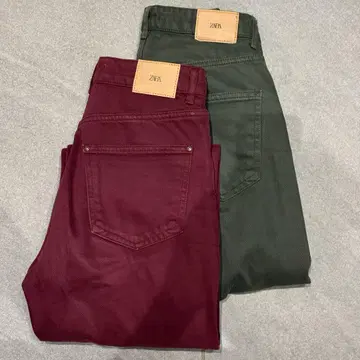 ZARA 자라 보르도 올리브 스트레이트 데님