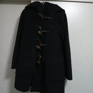 green label relaxing 블랙 후드 부착 더플 코트