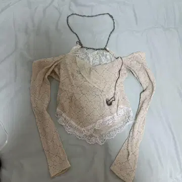 레이스 오프숄더 긴팔 상의