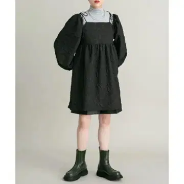 KBF 2way 자카드 미니 원피스 블랙