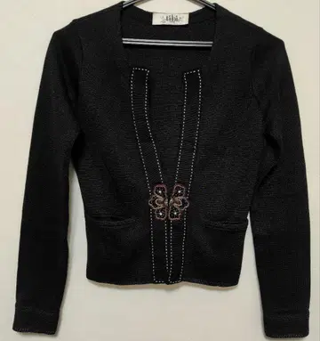 [ 새상품급 ] tibi 실크 100% 블랙 가디건