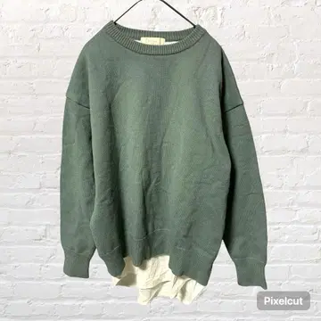 11166 B:MING by BEAMS 긴팔 니트 스웨터 그린 구제 의류