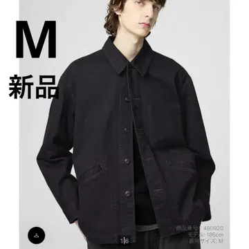 UNIQLO U 오버 사이즈 컬러 데님 자켓 M 사이즈 블랙