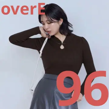 overE 차이나 패널 니트 초콜릿 브라운 긴팔
