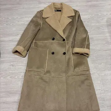 [ 새상품급 ] ZARA 무스탕풍 더블 브레스트 코트 베이지