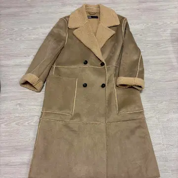 [ 새상품급 ] ZARA 무스탕풍 더블 브레스트 코트 베이지