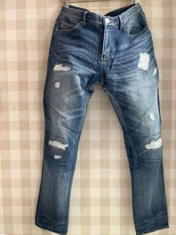 [ 새상품급 ] 데미지 가공 슬림핏 블루 청바지