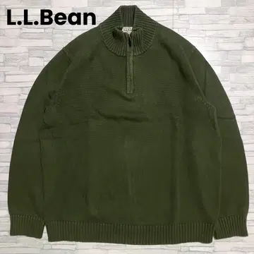 L.L.Bean 하프 지퍼 코튼 니트 그린 빅 사이즈 무지