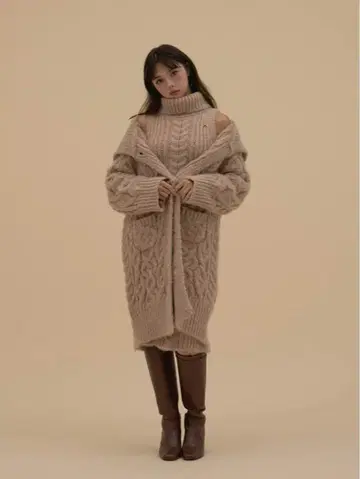Jose knit cardigan set dress Beige