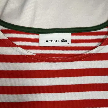 LACOSTE 빨흰 스트라이프 T셔츠 사이즈 36