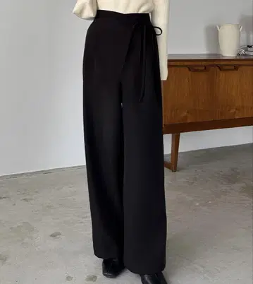 callautia 얇은 소재 랩 리본 슬랙스 팬츠
