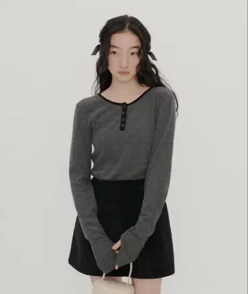 long sleeve rib tops/롱 슬리브 립 상의