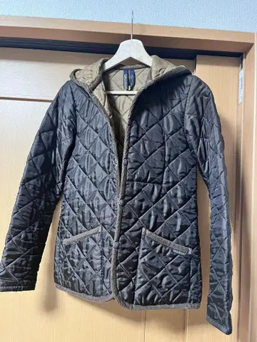 [ 새상품급 ] LAVENHAM 후드 부착 브라운 퀼팅 자켓