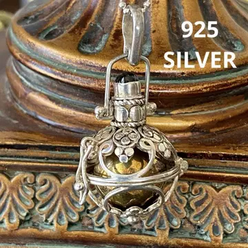 SILVER 로켓 펜던트 오닉스 빈티지 목걸이 당초 무늬