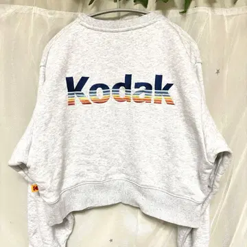 Kodak 크롭 맨투맨 트레이닝복 그레이 한국 크롭 돌먼