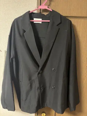 블랙 더블 브레스트 테일러드 자켓