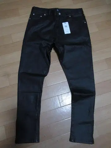 M575 cambio 새상품 블랙 코팅 코튼 디자인 팬츠 L