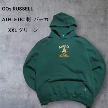 00s RUSSELL ATHLETIC 자수 후드티 XXL 그린