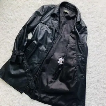 고급 WIND ARMOR 가죽 트렌치코트 양가죽 블랙 M 천연 가죽