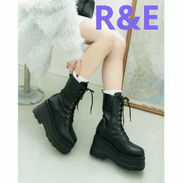 컨디션 최상 R&E 트리플 밑창 통굽 레이스업 미들 부츠
