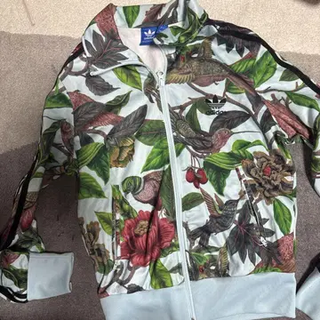 adidas 꽃과 새 프린트 블루종