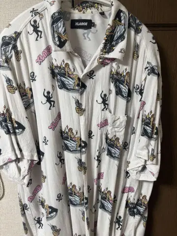 XLARGE 캐릭터 패턴 하와이안 셔츠 L