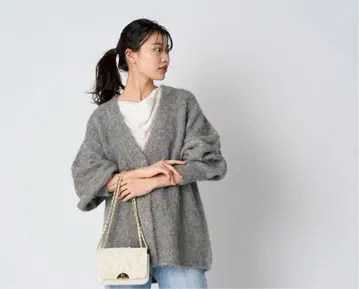 CELFORD 헤어리 미디 기장 가디건 그레이
