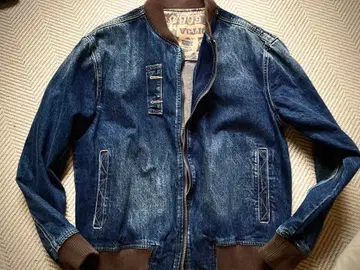 미사용 다크 블루 인디고 데님 봄버 자켓 MA1 사이즈 L