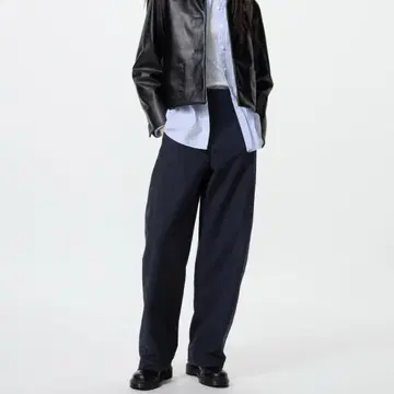 UNIQLO 저지 배럴 레그 팬츠/긴 길이 네이비 M 사이즈