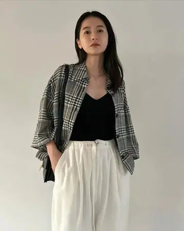 [ CLANE/클라네 ] 루프 라인 체크 쇼트 셔츠