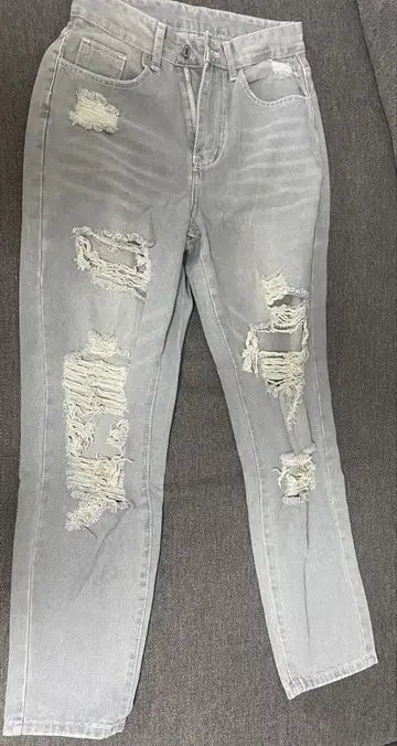 데미지 데님 팬츠 그레이 스트릿 캐주얼