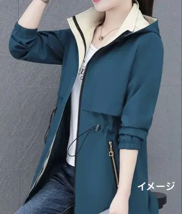 양면 트렌치코트 여성용 캐주얼 미들 기장 청록색 자켓