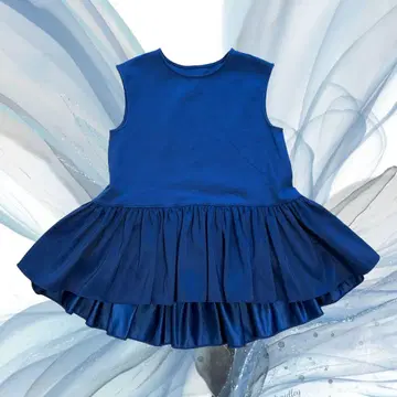 Sheller 파란색 슬리브리스 프릴 튜닉