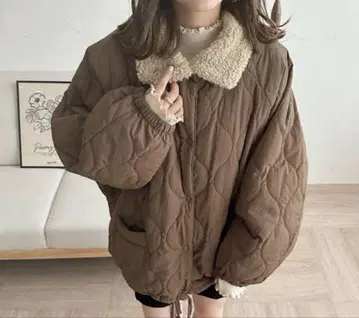 raffime 라피미 퍼 옷깃 퀼팅 블루종 다운 브라운
