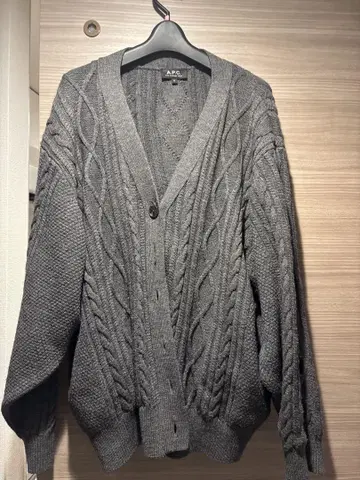 A.P.C. 그레이 케이블 니트 가디건 M